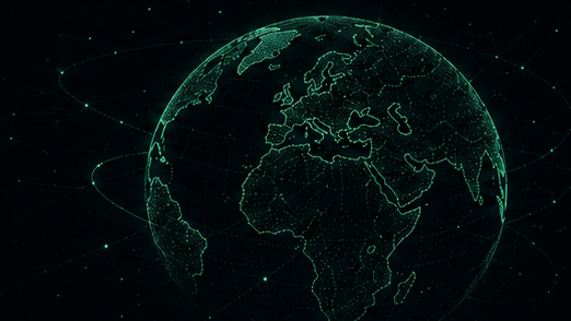 Stylized world globe with global connections